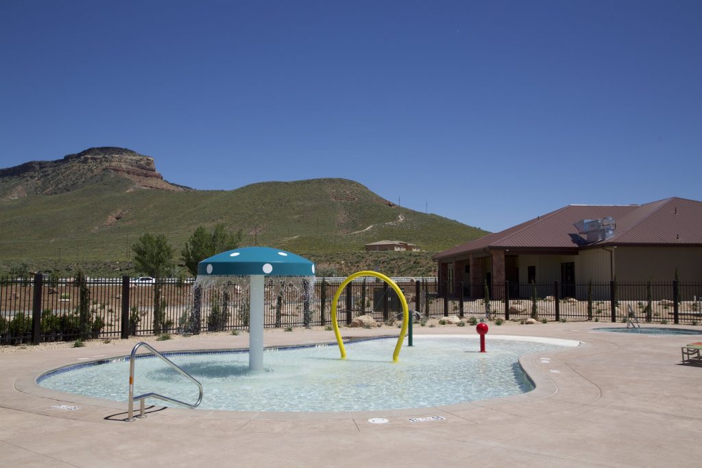 Splash pad area of the swimming pool at a hotel built and designed by G.T.D. Construction Inc.