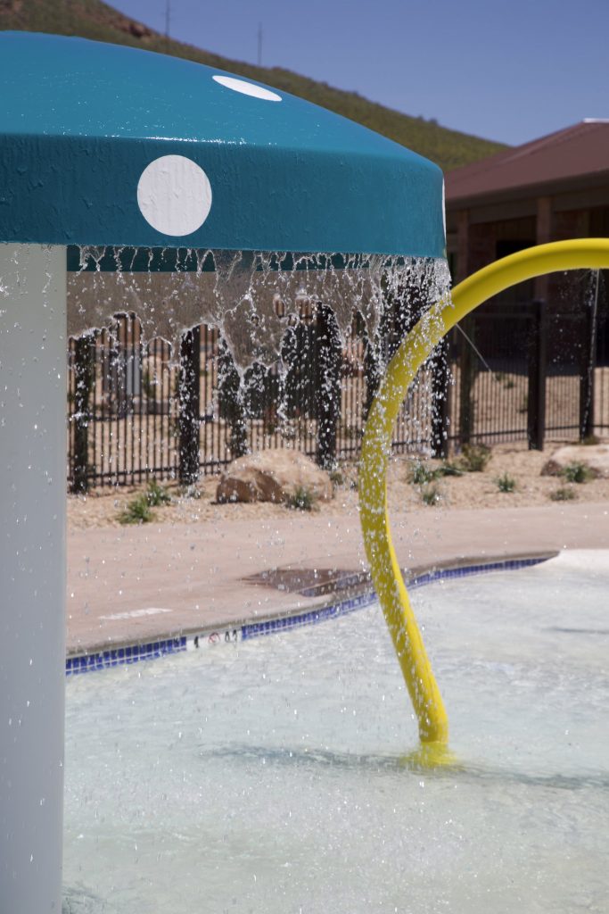 This fun water feature was added to the kiddie pool section of the hotel pool in Springdale near St. George in Utah.