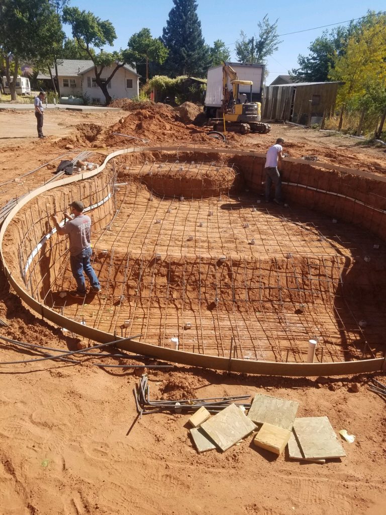 Rebar installation for swimming pool in St. George.