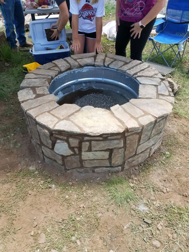 Natural stone firepit for real wood fires in Hurricane Utah.