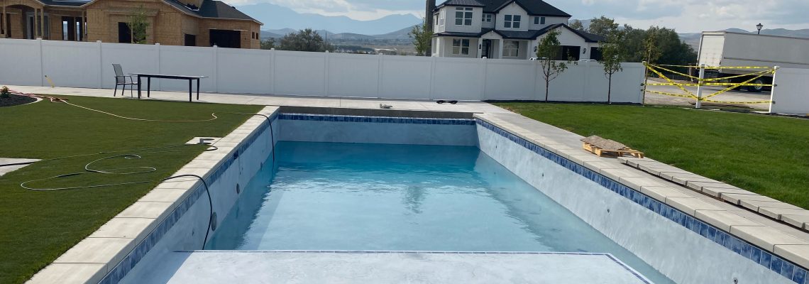 Completed in ground swimming pool in Northern Utah near Tremonton, Ut provided by GTD construction