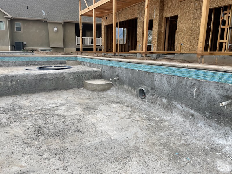 Tile work on gunite swimming pool from GTD construction in Tremonton Utah