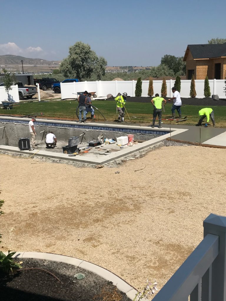 Custom in ground swimming pool built by GTD Construction in Brigham city, ut